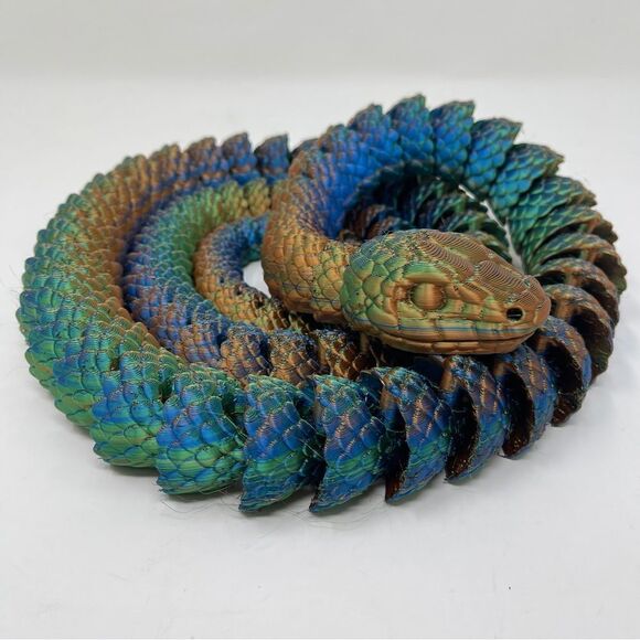 Stunning 3D Printed Articulating Snakes 5 Feet Long Décor Gift or Education 60" - Picture 1 of 7
